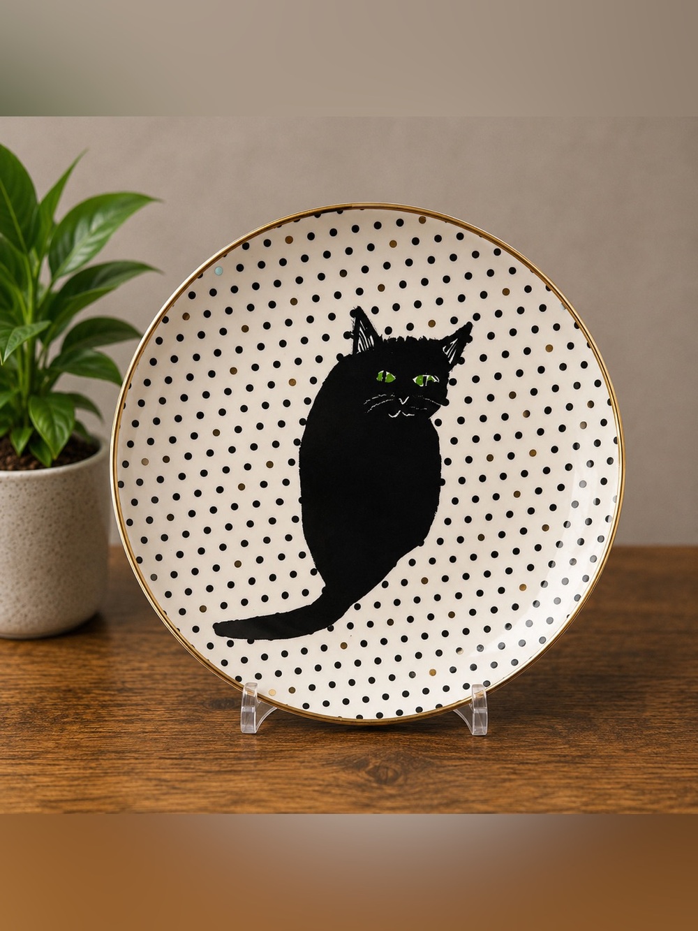 West Elm Black Cat Plate